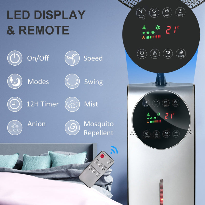 Misting Pedestal Fan, Mosquito Killer, 3.1L Tank, Black Homcom