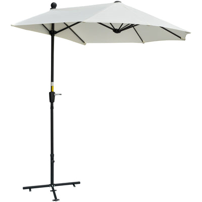 2m Half Garden Parasol - Crank Handle, Cross Base Outsunny