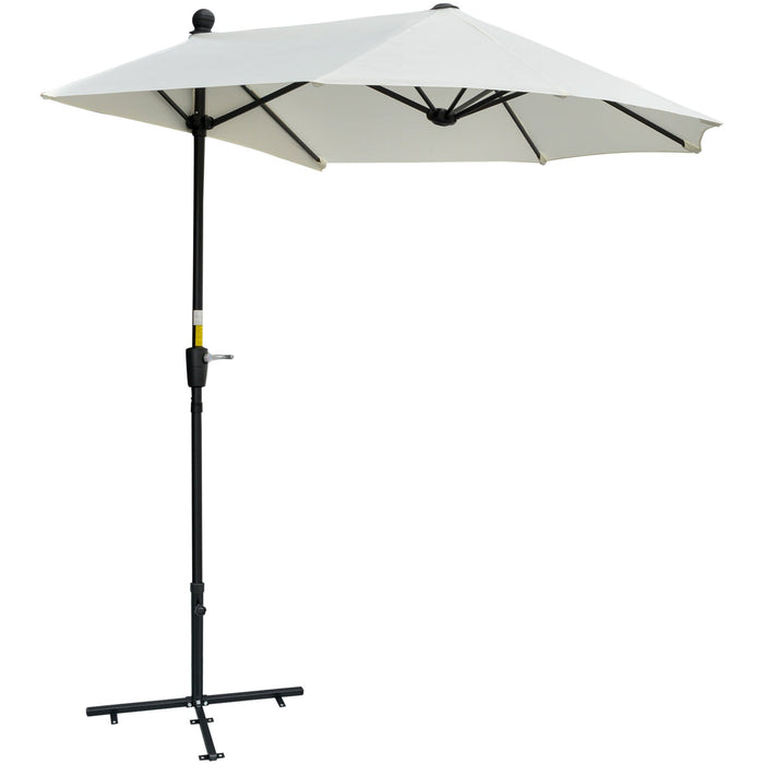 2m Half Garden Parasol - Crank Handle, Cross Base