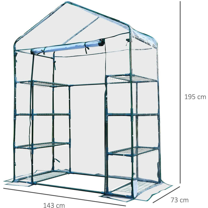 Walk in Portable Greenhouse, 8 Shelves, 4 Tiers, 143x73x195