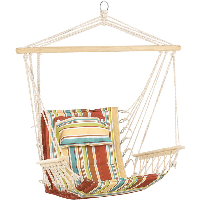 Hammock Chair, Thick Rope Frame, Stylish Multicolour Stripes