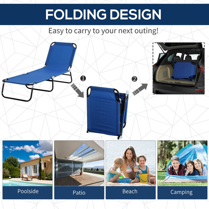 Folding Sun Lounger With Canopy Outsunny
