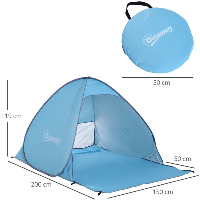Instant Pop Up Beach Tent for 2-3 Persons, UV 30+ Blue