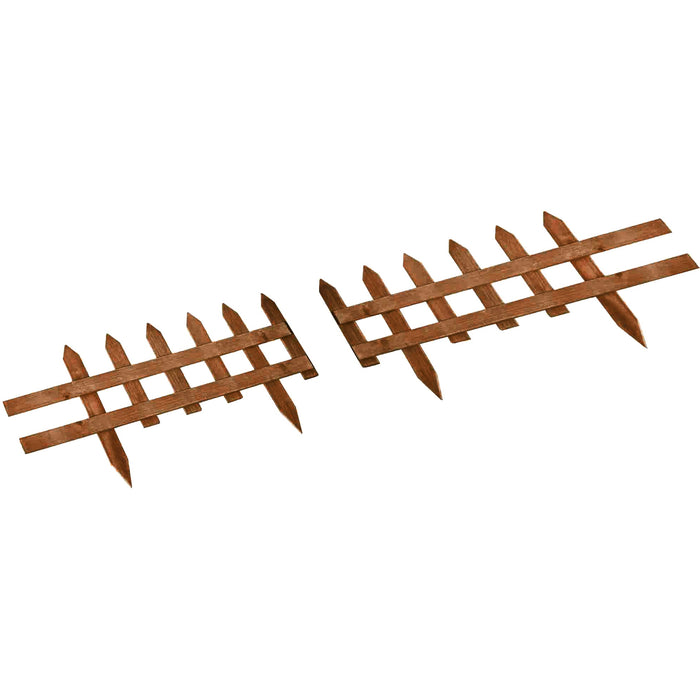 Wooden Border Fences, 60L x 1D x 34H cm, Pack of 12, Brown