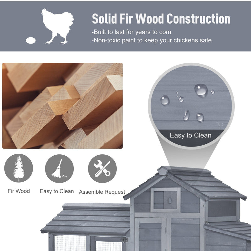 Chicken Coop and Run, For 2 Chickens, 150.5x54x87cm