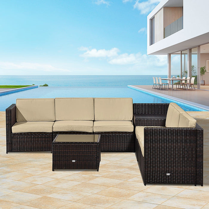 6 Seater Rattan Garden Sofa Set