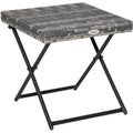 Grey Folding Rattan Table Outsunny
