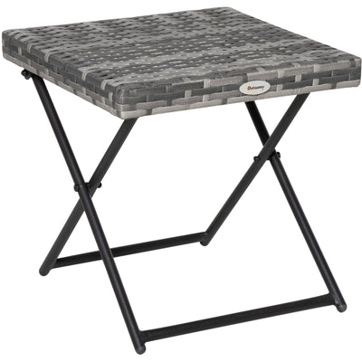 Grey Folding Rattan Table Outsunny