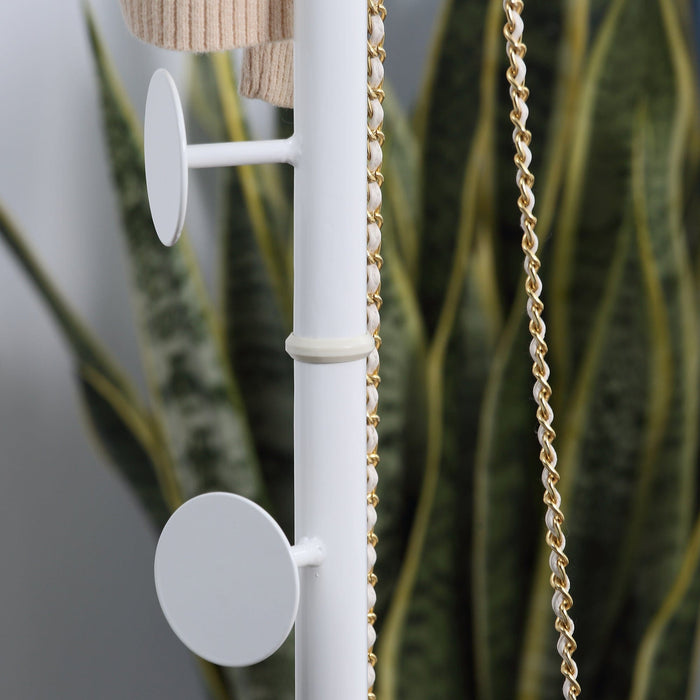 Free Standing Coat Rack, 8 Round Disc Hooks, Marble Base