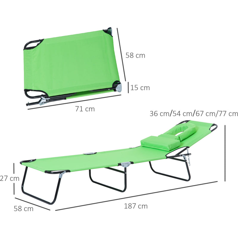 Folding Sun Lounger With Face Hole Outsunny