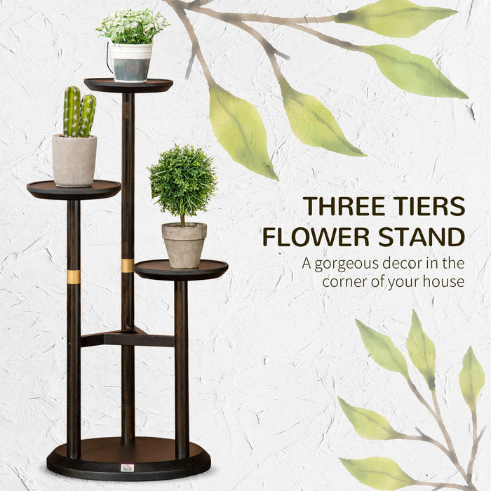 3 Tier Bamboo Plant Display Stand - 46x46x86cm