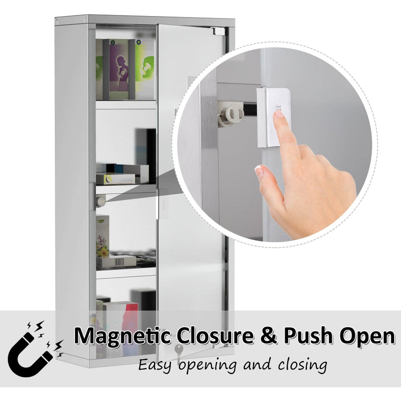 Wall Mounted Medicine Cabinet With Lock 60 x 30 x 12 cm