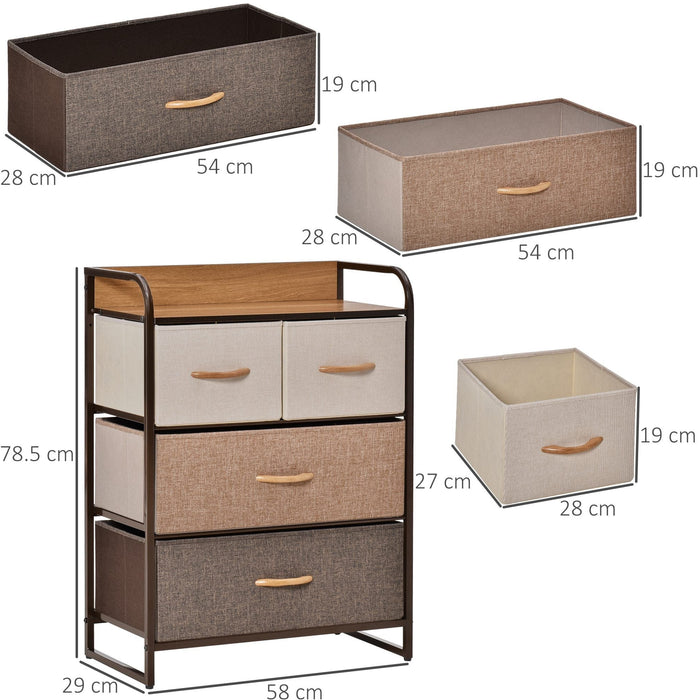 4-Drawer Steel & Wood Bedroom Dresser