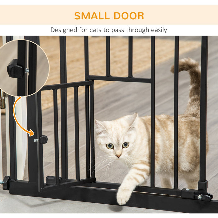 Extra Tall Pet Gate with Door (74-101cm) - Black