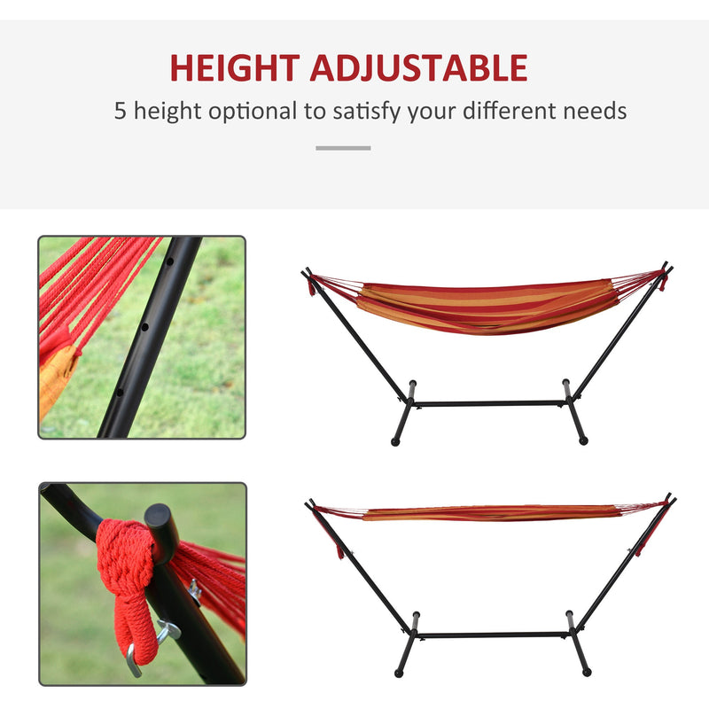 Camping Hammock with Stand, Bag, Adjustable, 120kg Load Outsunny