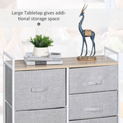 HOMCOM 5 Drawer Linen Basket Storage Unit Home Organisation w/ Shelf Handles Metal Frame Adjustable Feet Hallway Home Dresser Grey Homcom