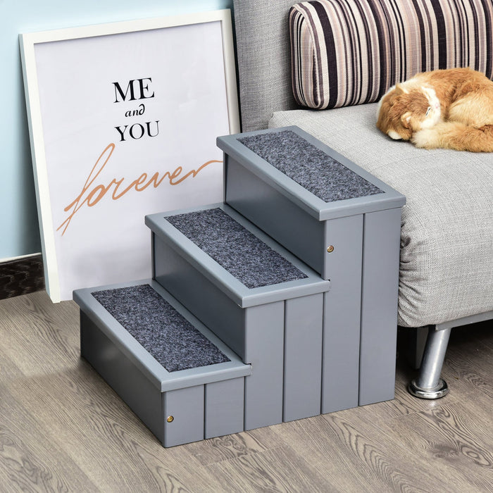 3-Step Pet Stairs, Non-Slip, Grey