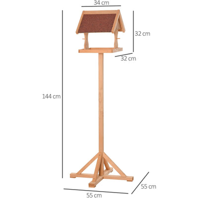 Wooden Bird Table With Cross Shaped Support Feet Pawhut
