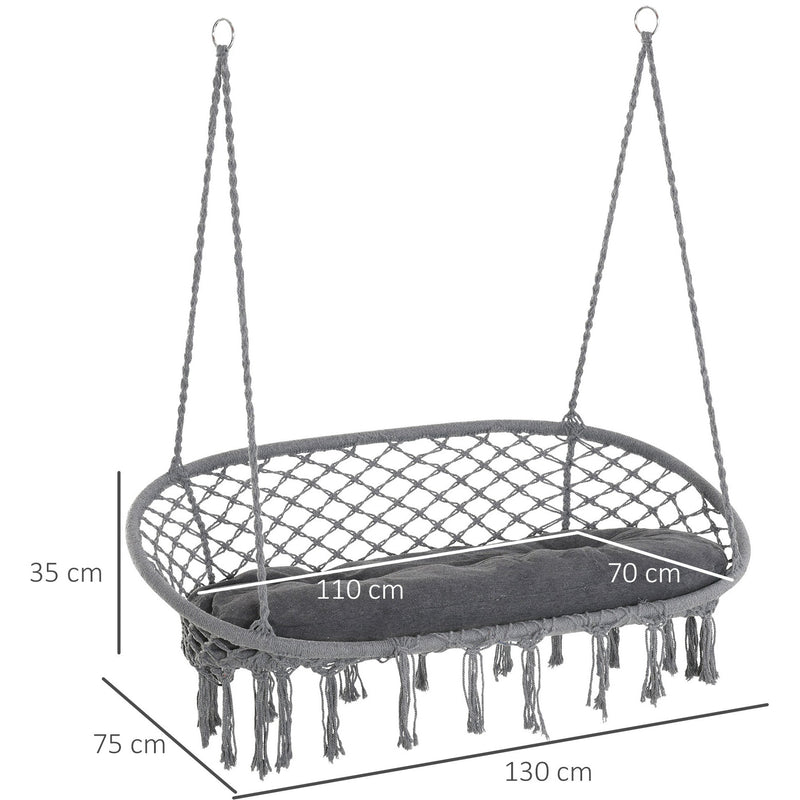 Hammock Chair With Metal Frame, Large Cushioned Seat Outsunny