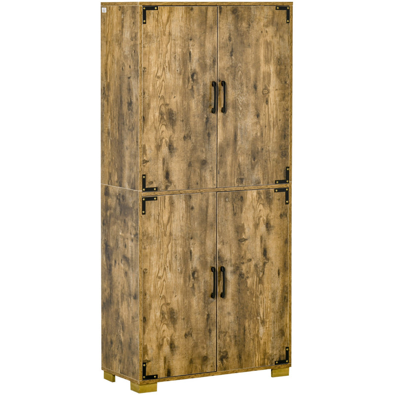 Farmhouse Tall Cupboard, 4-Door Cabinet, Storage Shelves