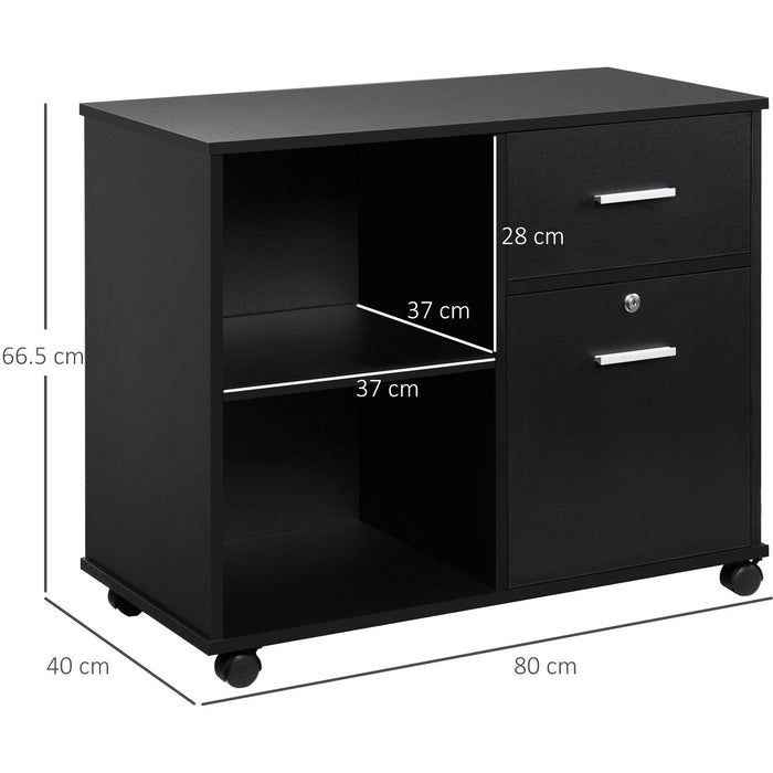 Mobile Printer Stand, Open Shelves, Drawers, A4 Storage