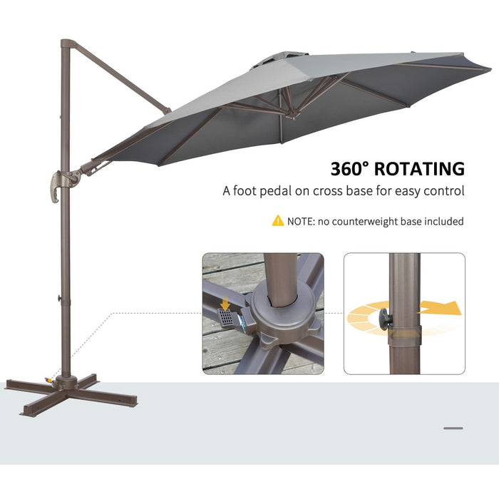 3m Cantilever Garden Parasol with 360° Rotation, Dark Grey