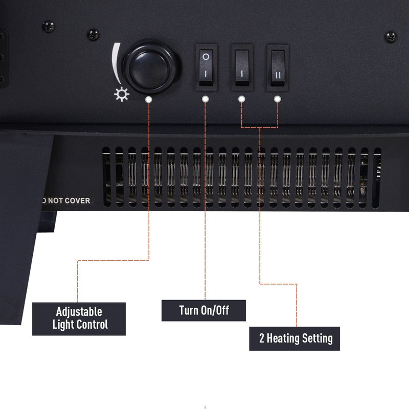 Electric Fireplace, Freestanding, Flame Effect, 950w/1850W