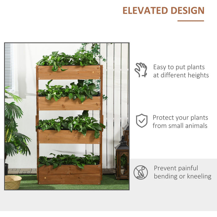 80cm 4-Tier Wood Raised Garden Bed