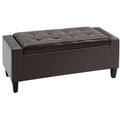 Brown Leather Storage Ottoman, 92x40x40 cm Homcom