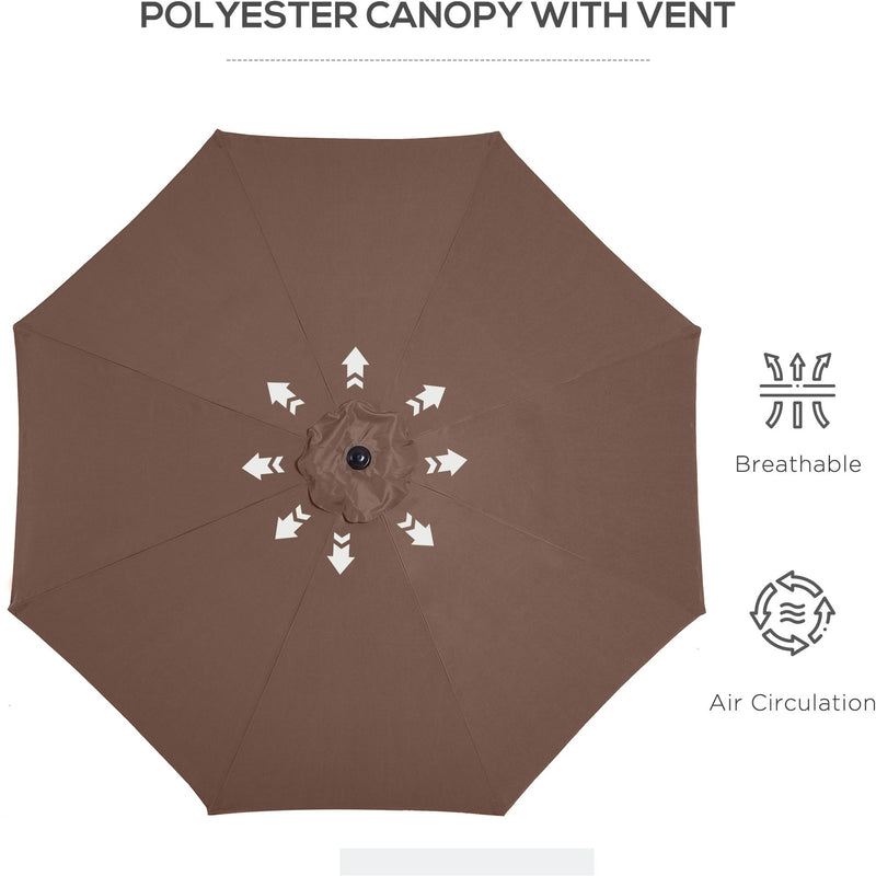 Garden Parasol with Large Adjustable Canopy for Reliable Shade Over Tables Coffee Outsunny