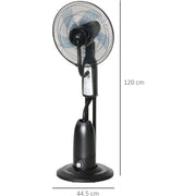 Misting Pedestal Fan, 2.8L Tank, Timer, Remote, Black Homcom