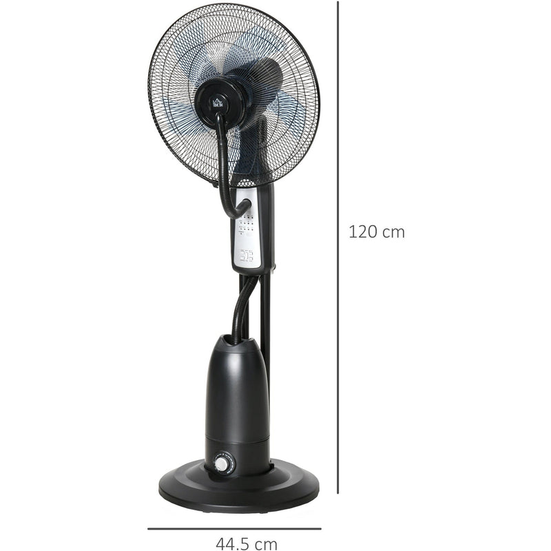 Misting Pedestal Fan, 2.8L Tank, Timer, Remote, Black Homcom