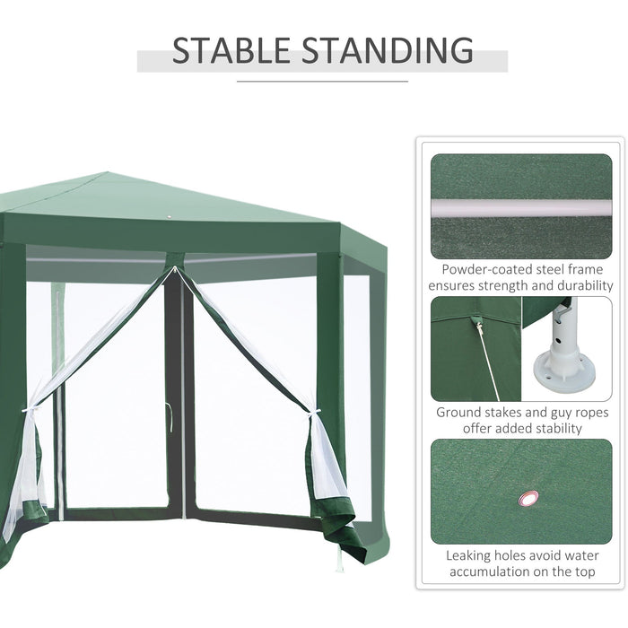 Hexagonal Gazebo With Mesh Sides, 4x4m