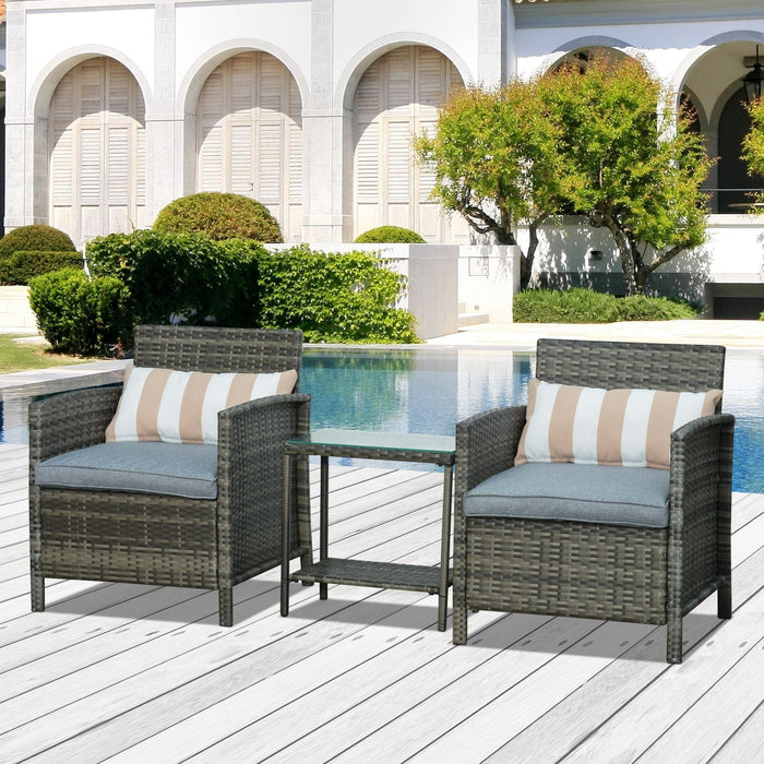 Rattan Garden Bistro Set With Comfy Armchairs