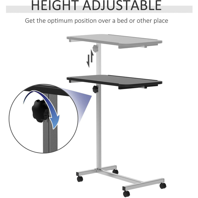Adjustable Overbed Chair Table with Lockable Castors