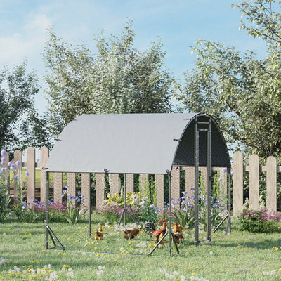 Galvanised Chicken Cage With Run, Water-Resist Cover Pawhut