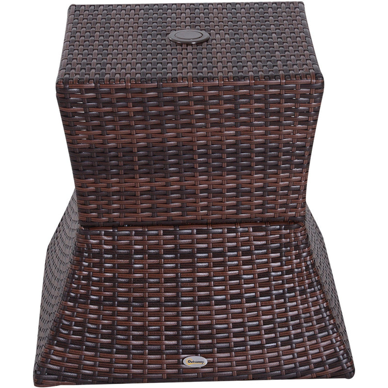 Rattan Coffee Table w/ Storage, Brown