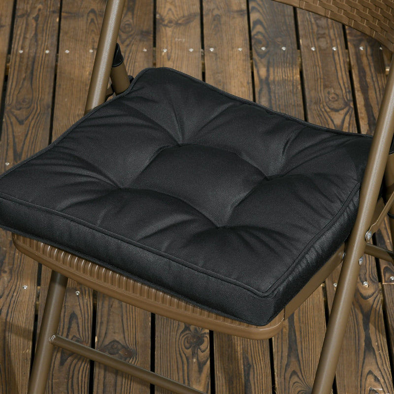 Garden Seat Cushion with Ties, Black 40x40cm