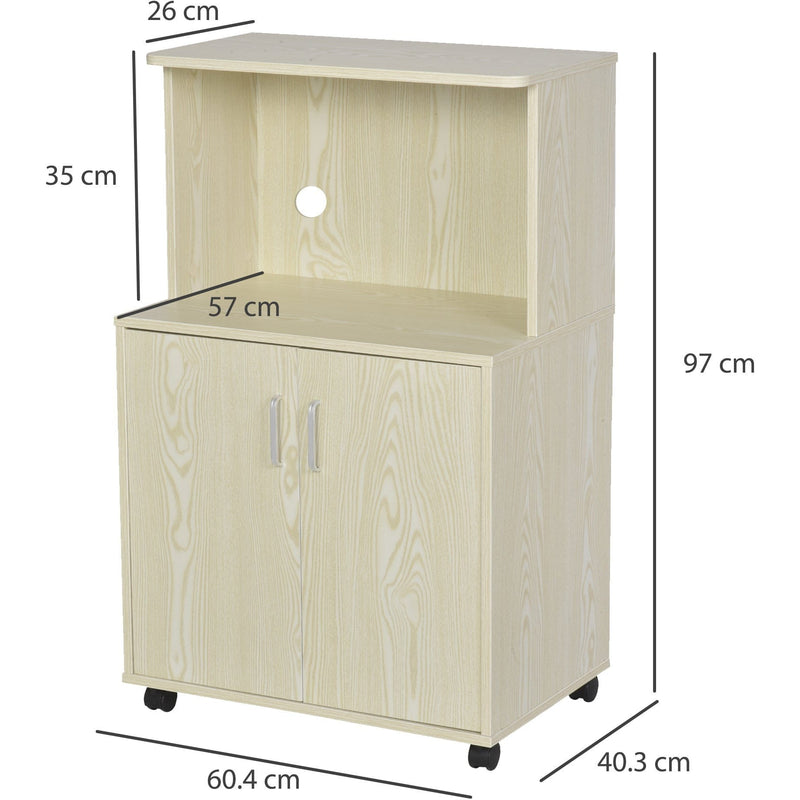Microwave Cabinet on Wheels, Bookcase, L97H x 60.4W x 40Dcm