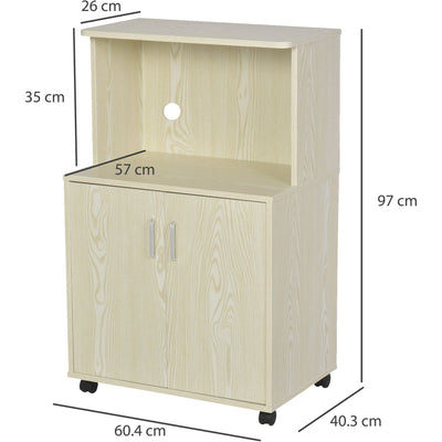 Microwave Cabinet on Wheels, Bookcase, L97H x 60.4W x 40Dcm Homcom