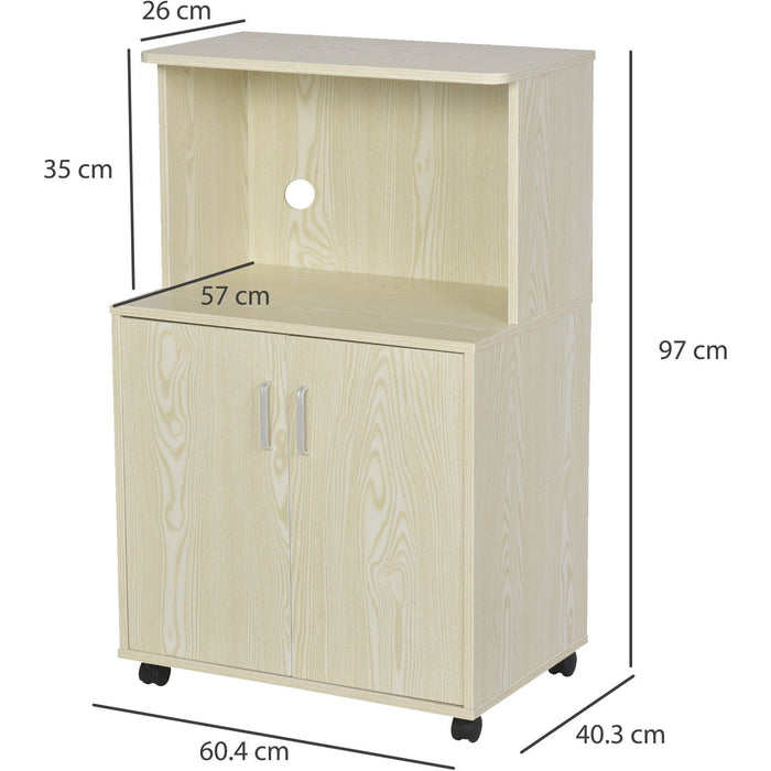 Microwave Cabinet on Wheels, Bookcase, L97H x 60.4W x 40Dcm