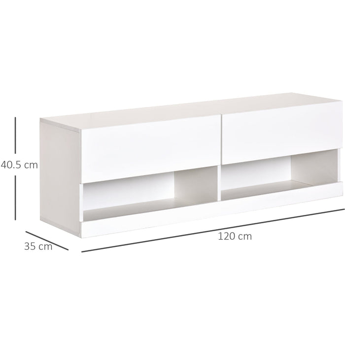 Wall Mounted TV Stand With LED Lights, White High Gloss