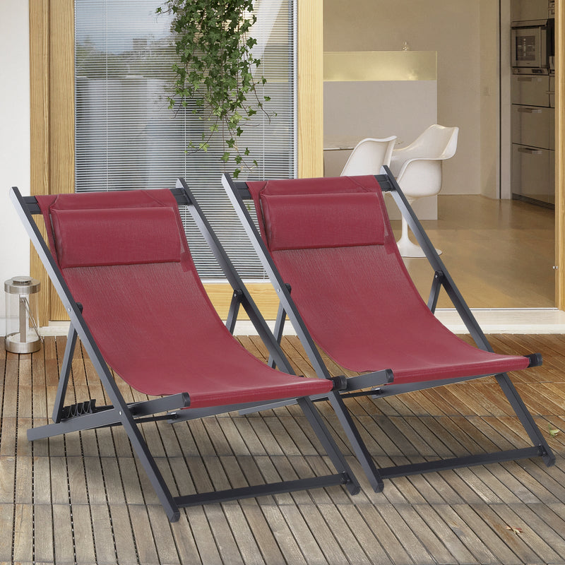 Folding Wooden Deck Chairs, Set of 2