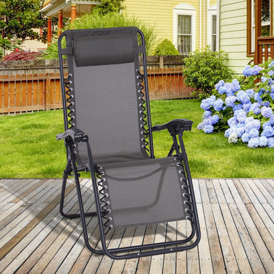 Grey Folding Zero Gravity Chair Outsunny