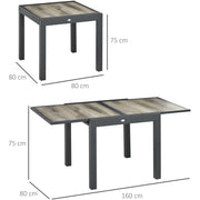 Outsunny Extending Garden Table, Outdoor Dining Table for 6, Aluminium Frame Rectangular Patio Table with Plastic Board Tabletop, Beige Outsunny