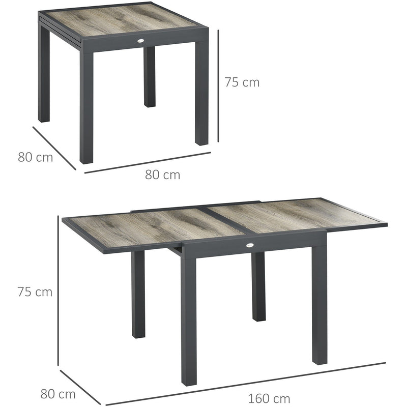 Outsunny Extending Garden Table, Outdoor Dining Table for 6, Aluminium Frame Rectangular Patio Table with Plastic Board Tabletop, Beige Outsunny