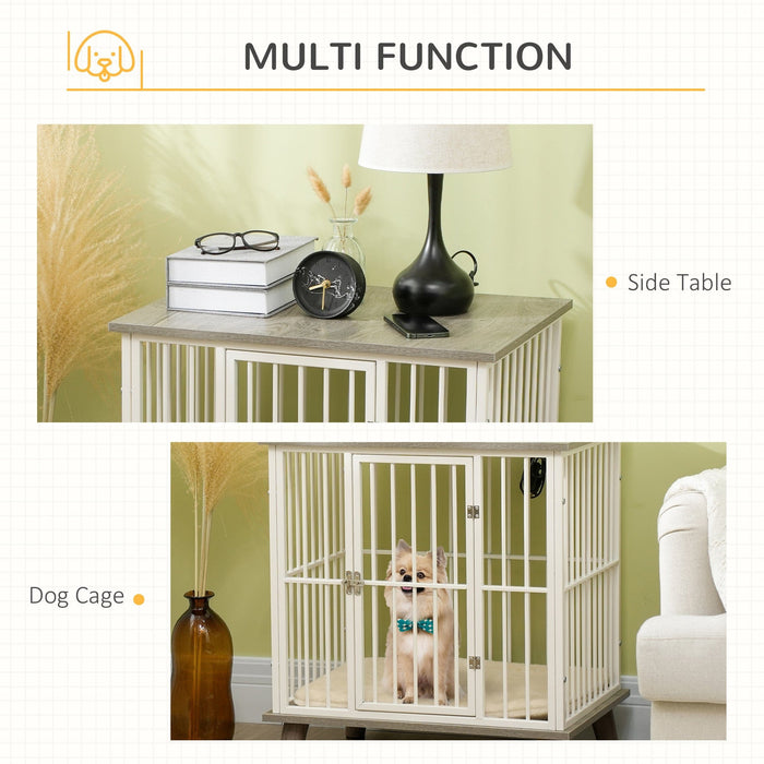 PawHut Grey Indoor Dog Crate with Cushion - 64.5x48x70.5cm