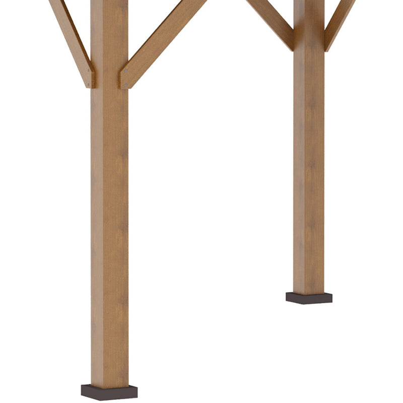 Wooden Garden Pergola With Galvanised Metal Roof, 3.4m x 3.4m Outsunny