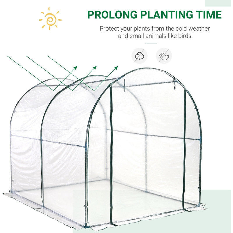 Walk In Tunnel Greenhouse, Roll-up Door, 2.5x2m, White