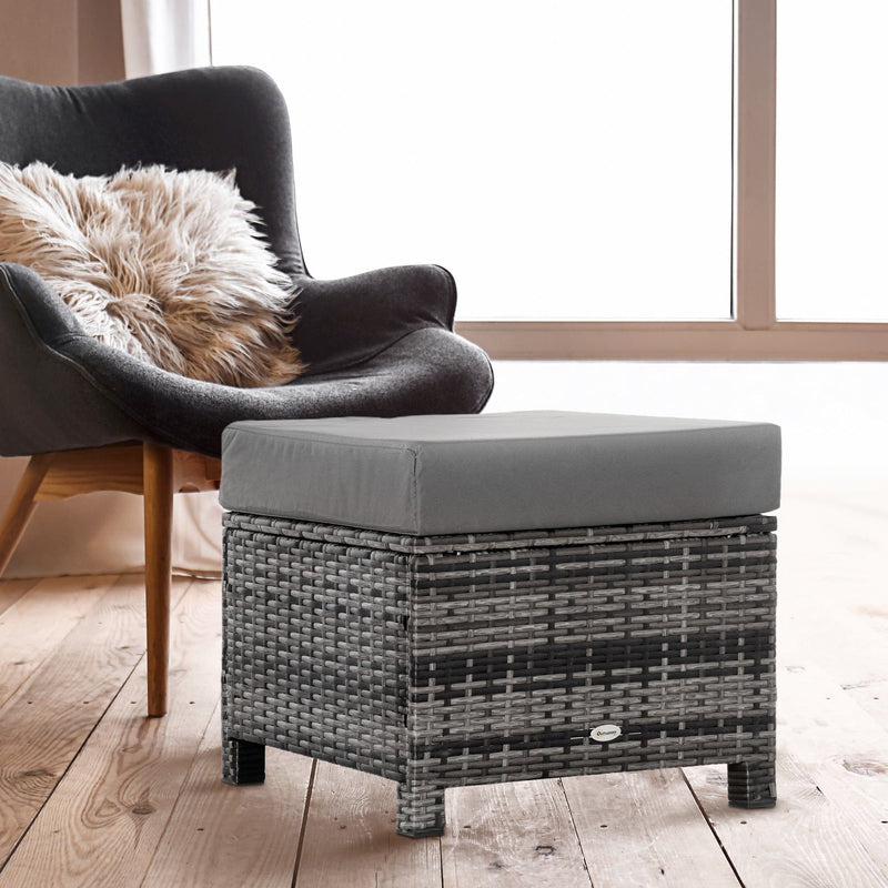 Patio Furniture Footstool With Cushion for Outdoor, 50cm